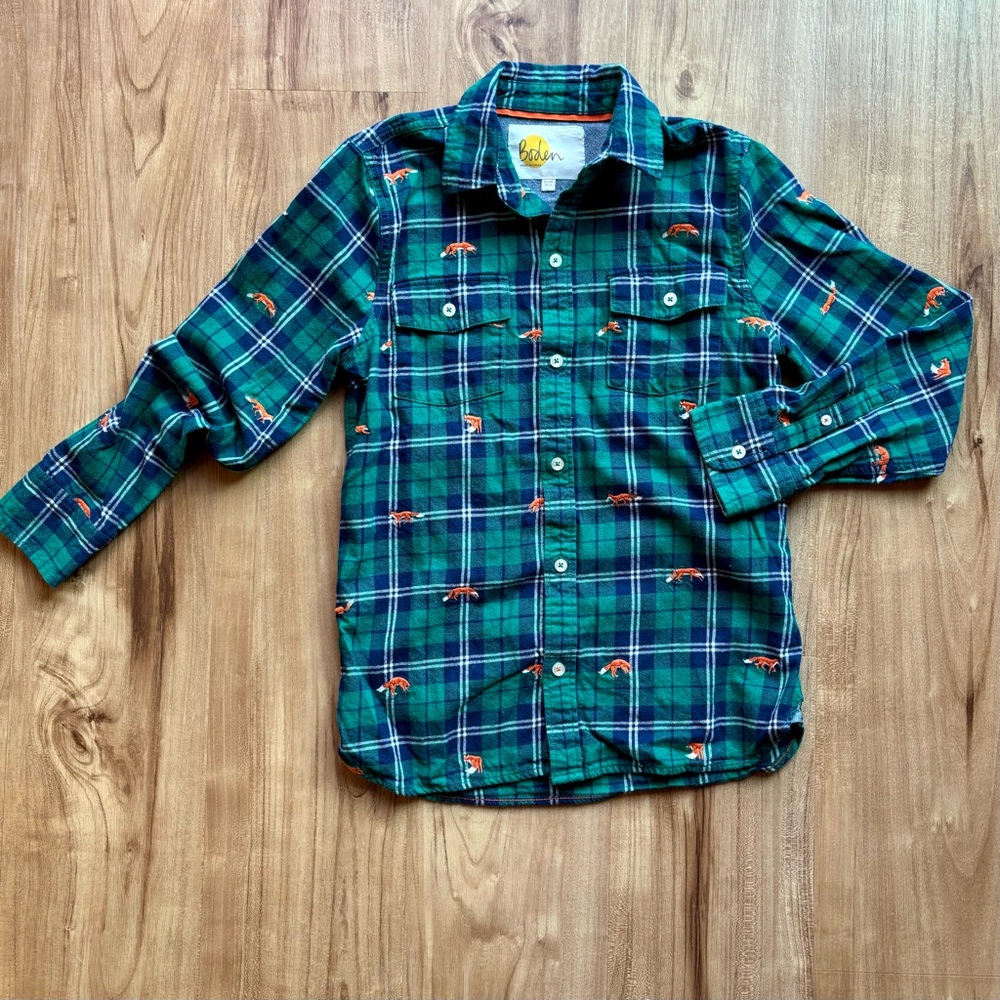 Mini Boden Flannel Shirt with foxes
